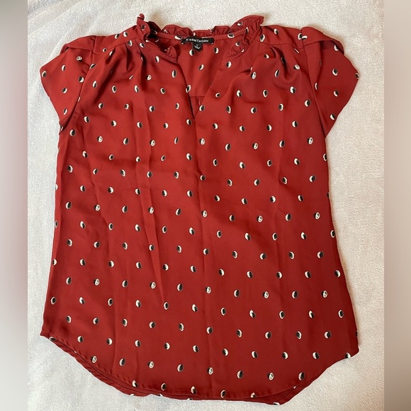 41 Hawthorne Burgundy Flutter Sleeve Blouse with Peter Pan Collar - Picture 1 of 4